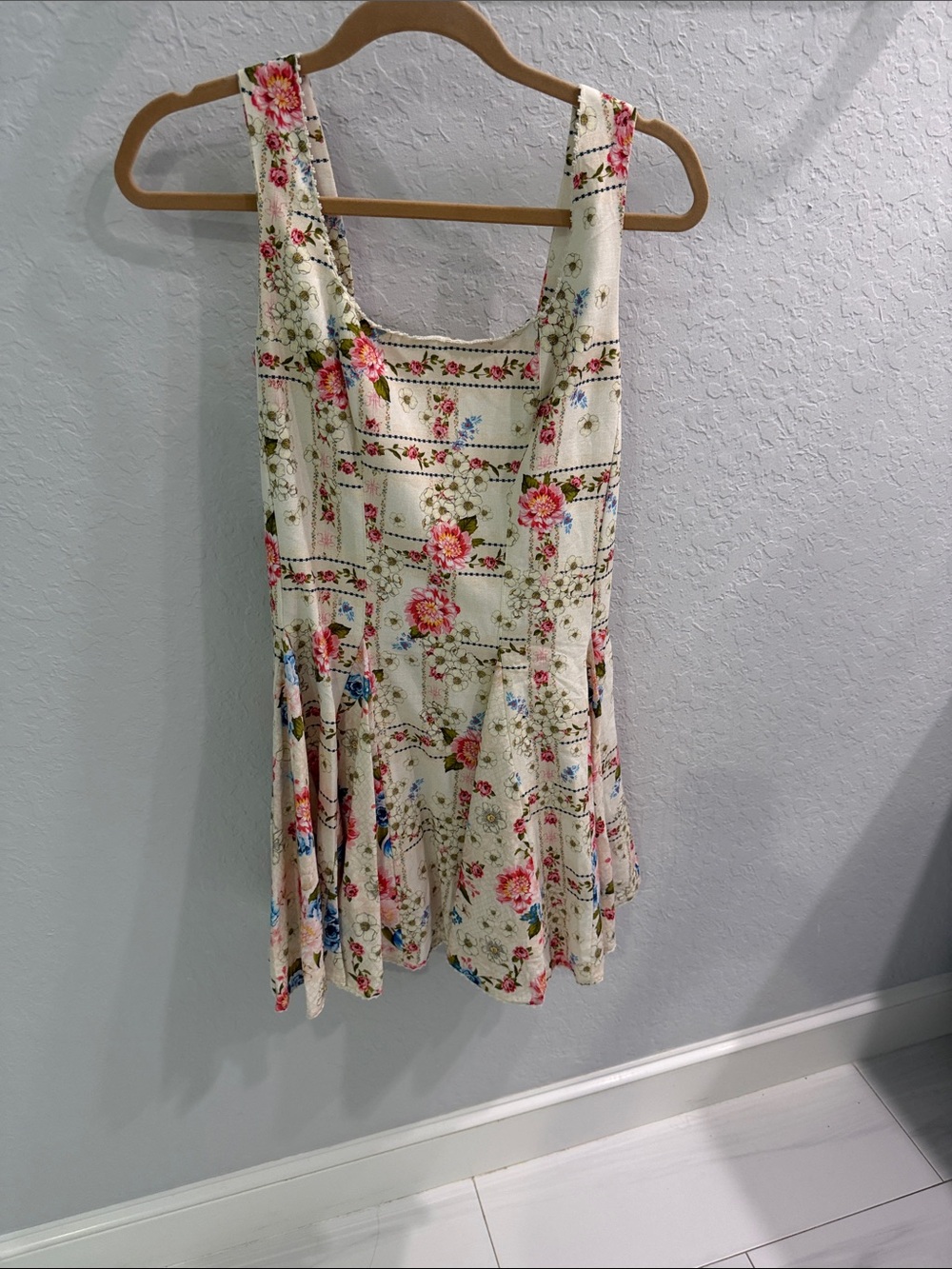 Agua Bendita Cream Floral Mini Dress